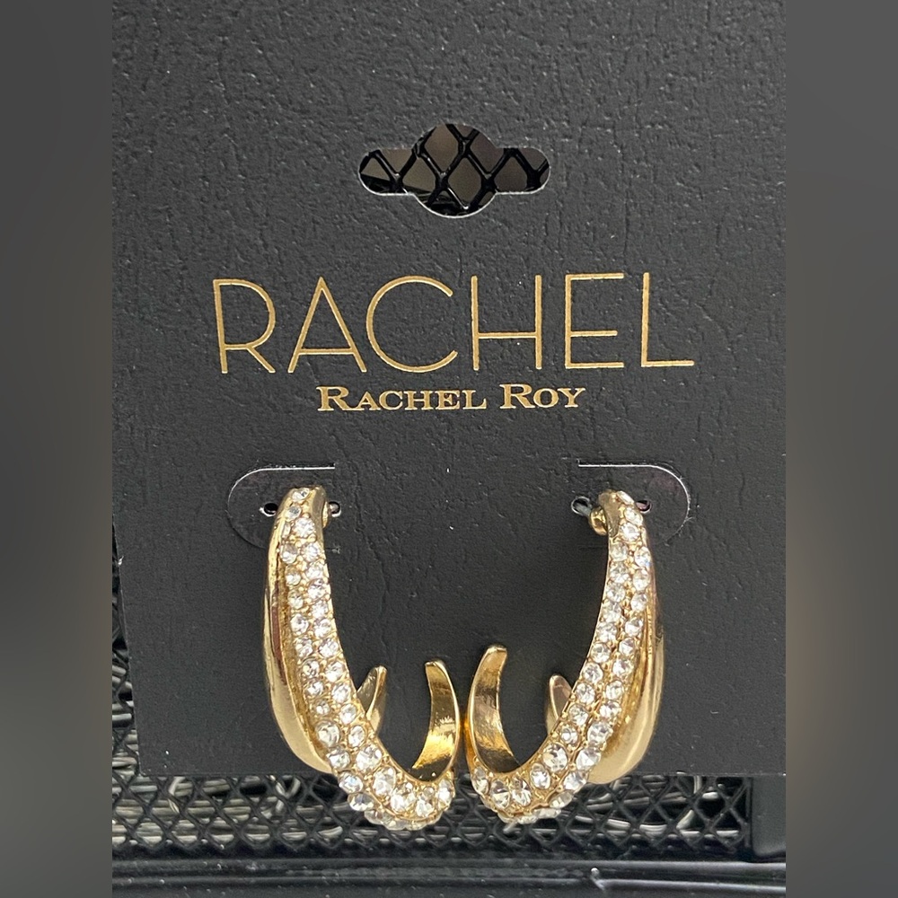 NWT Rachel Roy, gold and rhinestone earrings